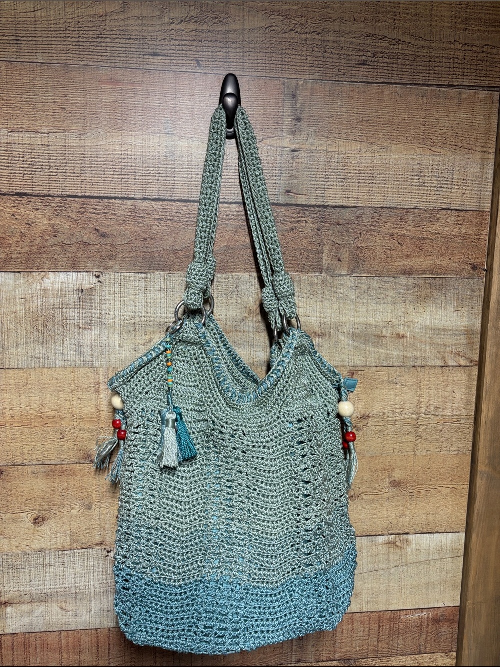 Th Sac Crochet Teal Crochet Shoulder Hobo Bag